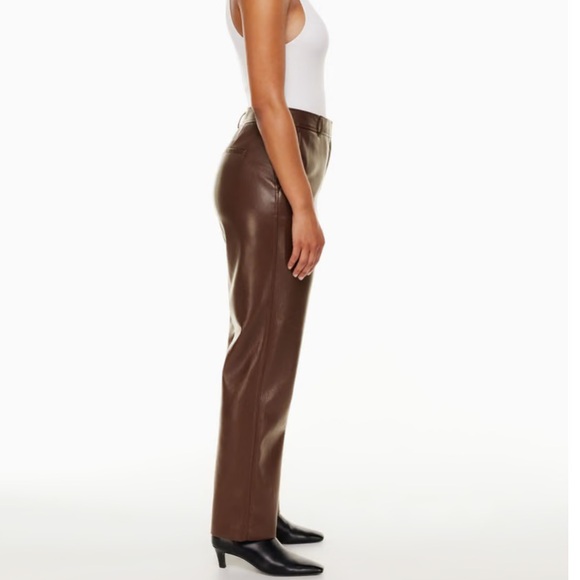 NWT Aritzia Babaton Command Pant Mid-rise Brown Vegan Leather pants Size 4